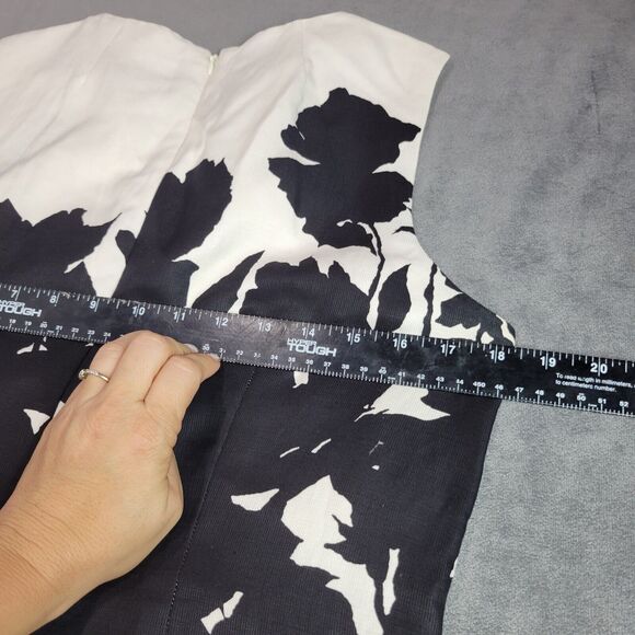 Taylor Dress Womens Size 10 Shift White Blue Floral Linen Silk Sleeveless Career - Picture 11 of 16